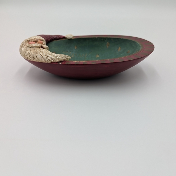 Vintage Christmas Santa Claus Candy Dish Rustic Holiday Decor Folk Art Oval - Picture 5 of 9